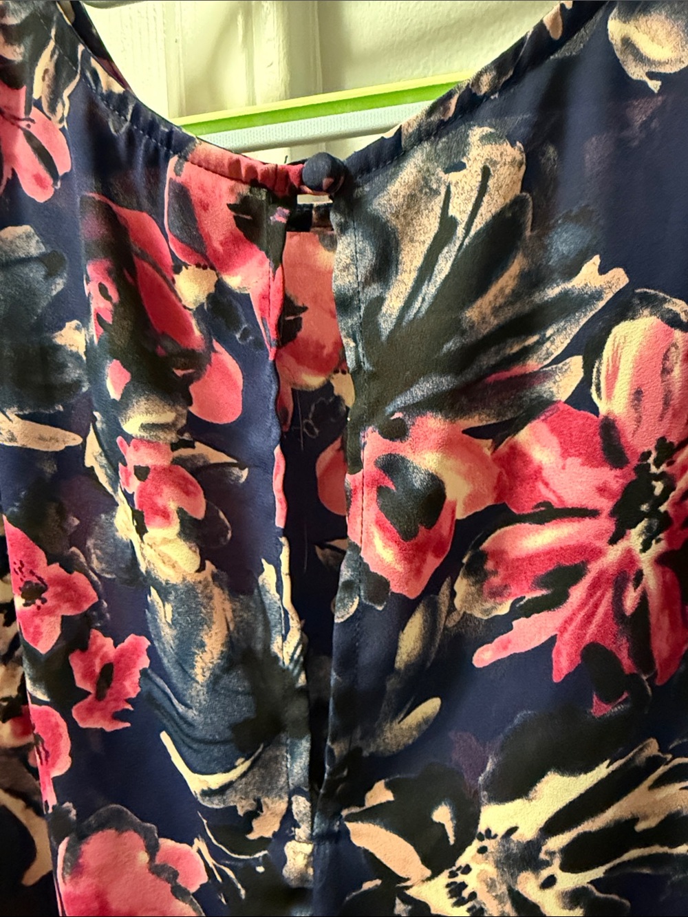 Allison Joy Navy Floral Tank Top with Pink and Cream Accents - Picture 3 of 4
